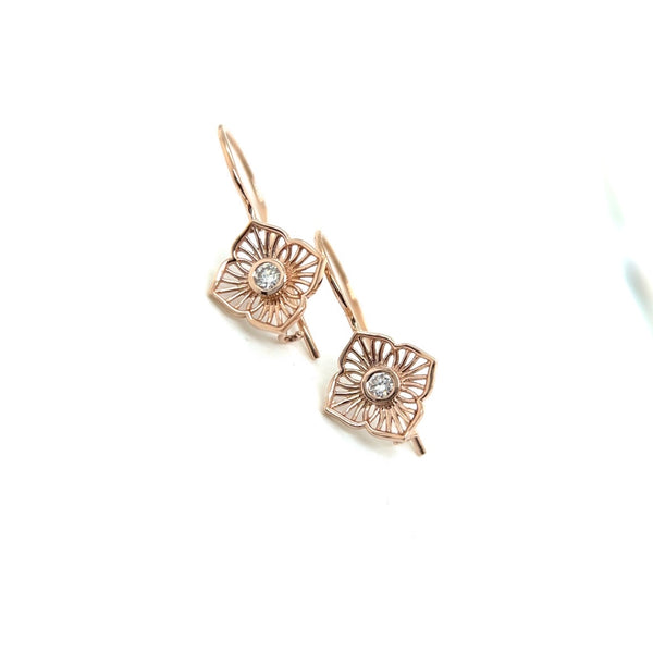 Rose gold filligree & Diamond  Earrings