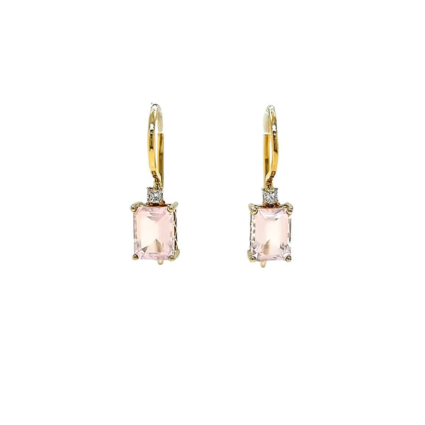 Rose Quartz & Diamond Kaleidoscope Earrings