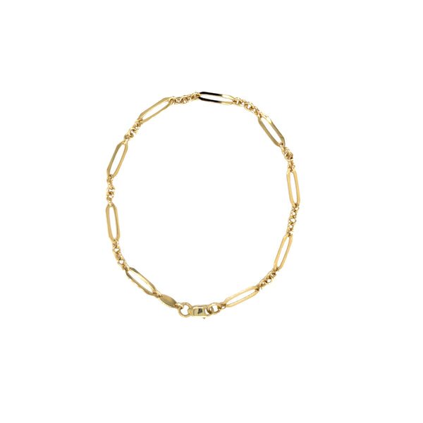 9ct Yellow Gold Flat Fancy Paperclip Cable Bracelet