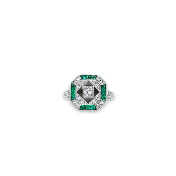 Emerald, Onyx & Diamond Gatsby Ring