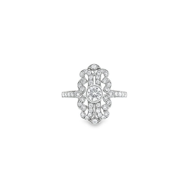 Filigree Diamond Art Deco Style Ring