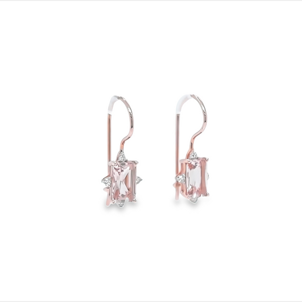 Pink Morganite & Diamond Earrings
