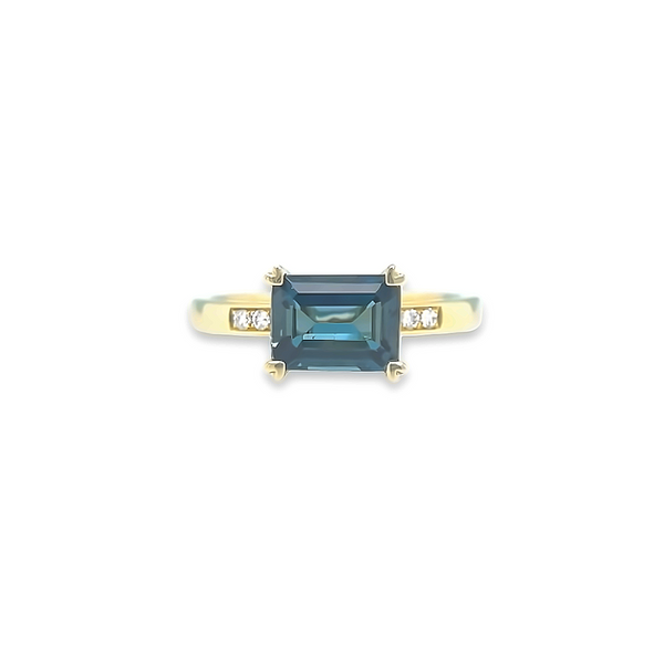 London Blue Topaz & Diamond Horizontal Kaleidoscope Ring