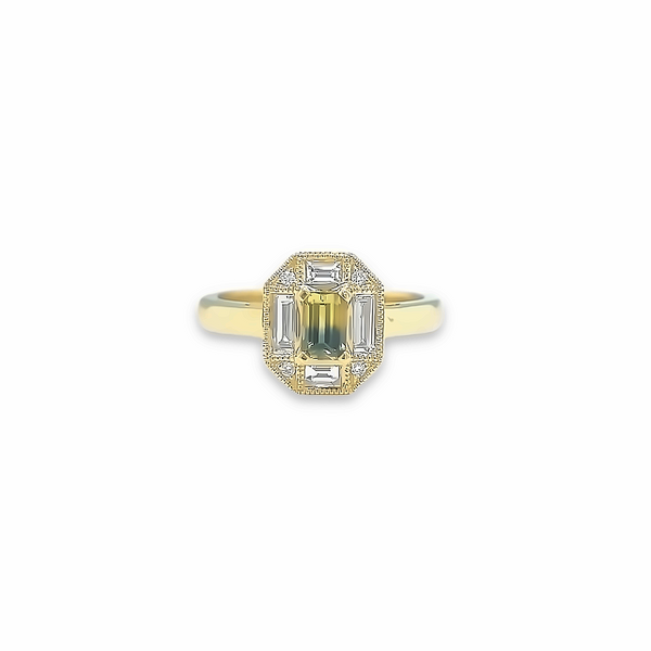 Australian Parti Sapphire & Diamond Beatrice Deco Ring