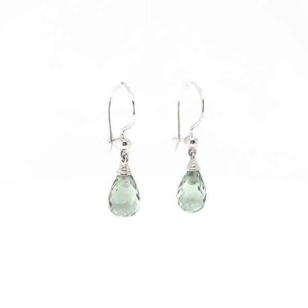 Green Quartz Briolette Drop Earrings