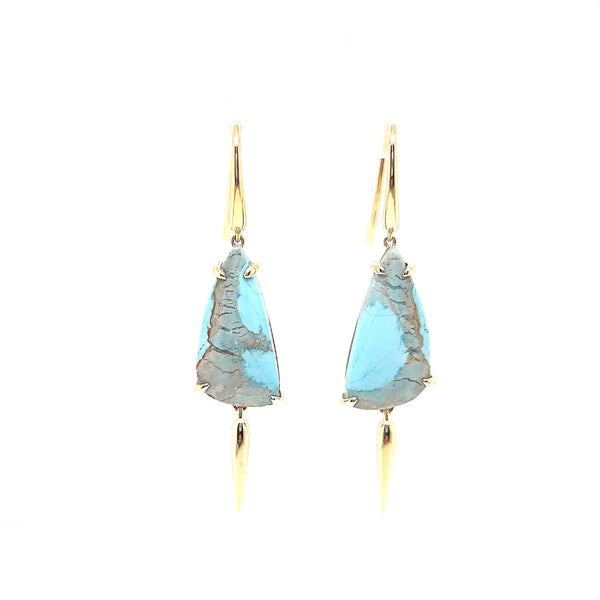 Yellow Gold Australian Turquoise Drop Earrings