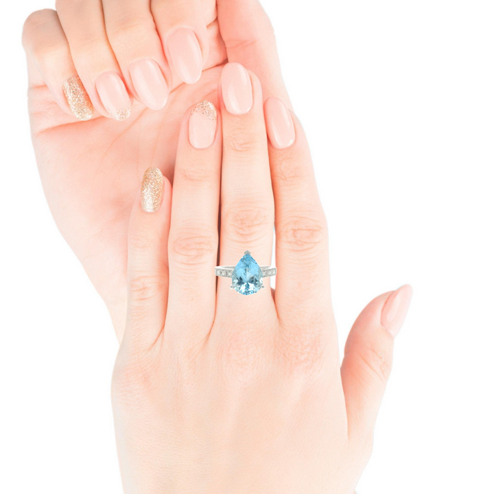 Aquamarine 2025 teardrop ring