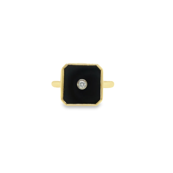 Vintage Style Diamond & Onyx Gatsby Ring