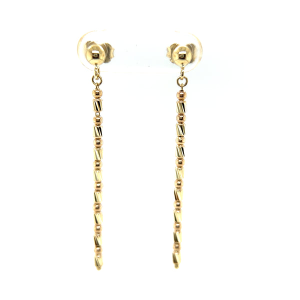 Gold Fancy Bar & Ball Drop Stud Earrings