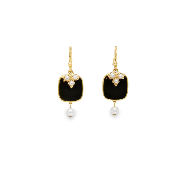 Onyx & Pearl Drop Earrings