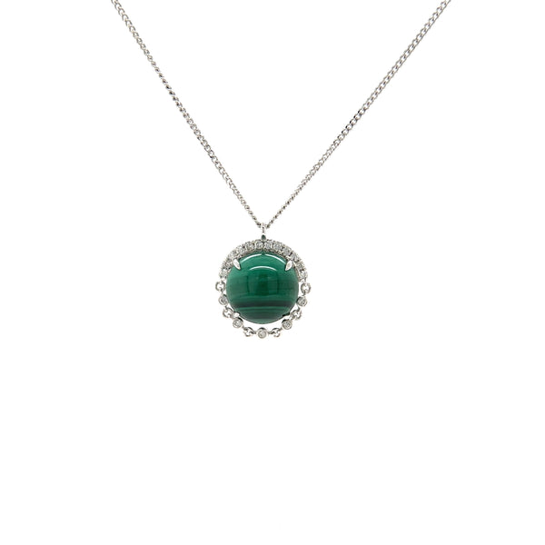 White Gold Malachite and Diamond Necklace-Mosaic Collection