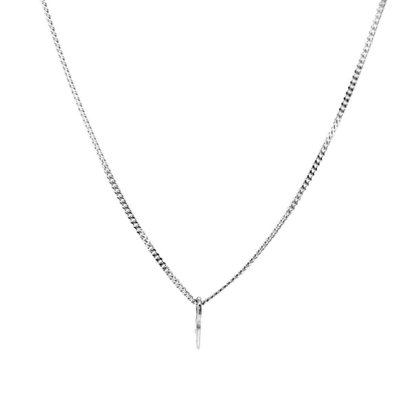 'I' Initial Pendant & silver hammered cable Chain