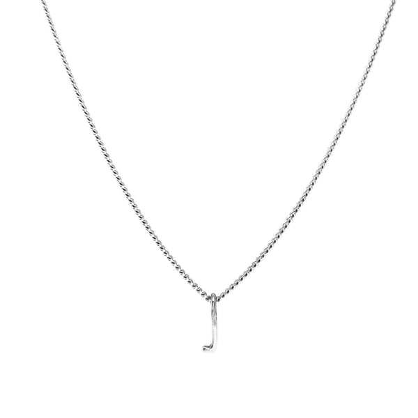 'J' Initial Pendant & silver hammered cable Chain