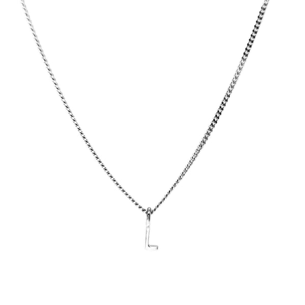 'L' Initial Pendant & silver hammered cable Chain