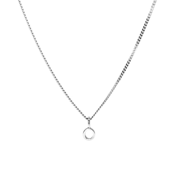 'O' Initial Pendant & silver hammered cable Chain