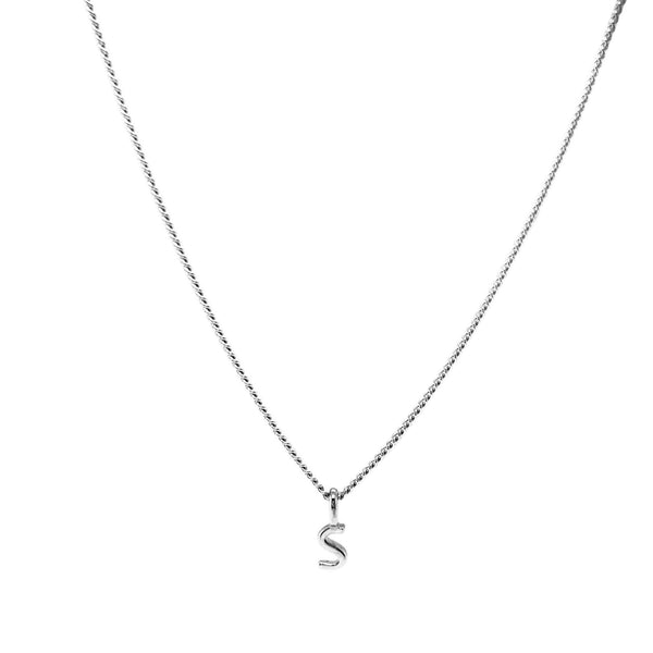 'S' Initial Pendant & silver hammered cable Chain
