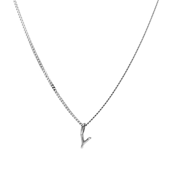 'Y' Initial Pendant & silver hammered cable Chain