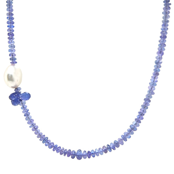 9ct Yellow Gold Tanzanite & South Sea Pearl Necklace (45cm)