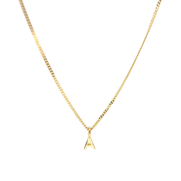 'A' Initial Pendant & Diamond Cut Curb Chain