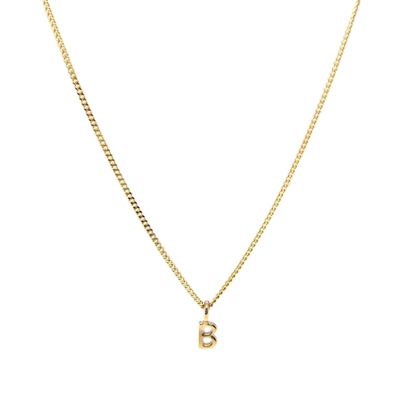 'B' Initial Pendant & Diamond Cut Curb Chain