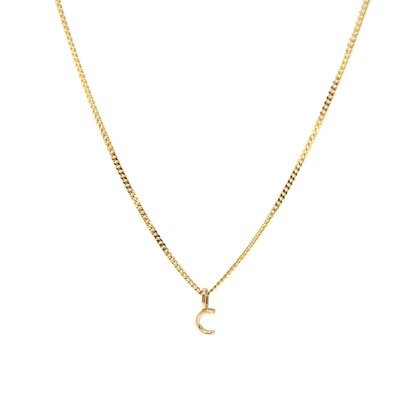 'C' Initial Pendant & Diamond Cut Curb Chain