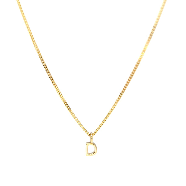 'D' Initial Pendant & Diamond Cut Curb Chain