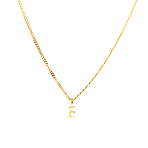 'E' Initial Pendant & Diamond Cut Curb Chain
