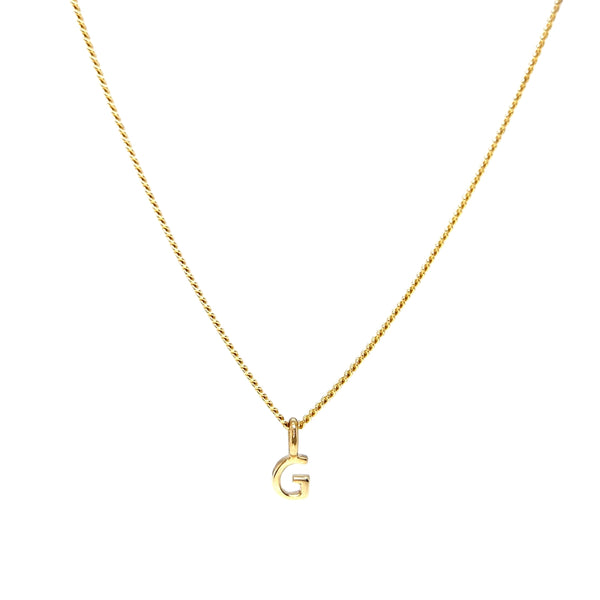 'G' Initial Pendant & Diamond Cut Curb Chain