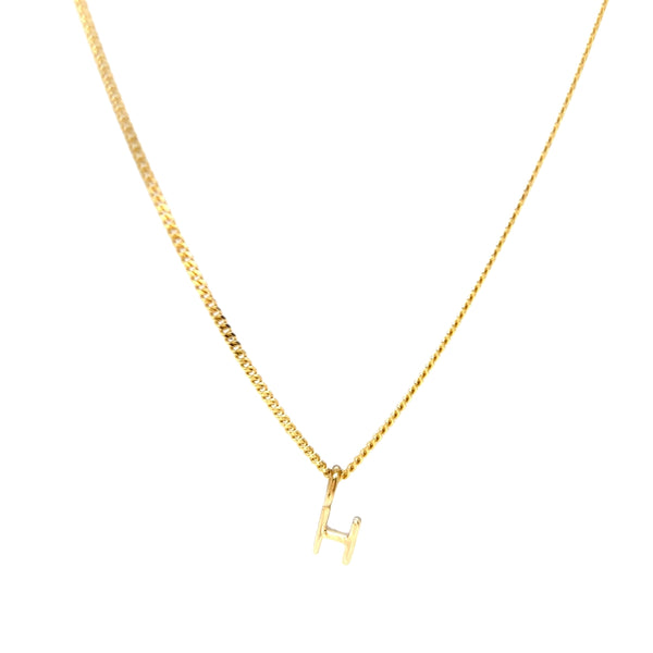 'H' Initial Pendant & Diamond Cut Curb Chain