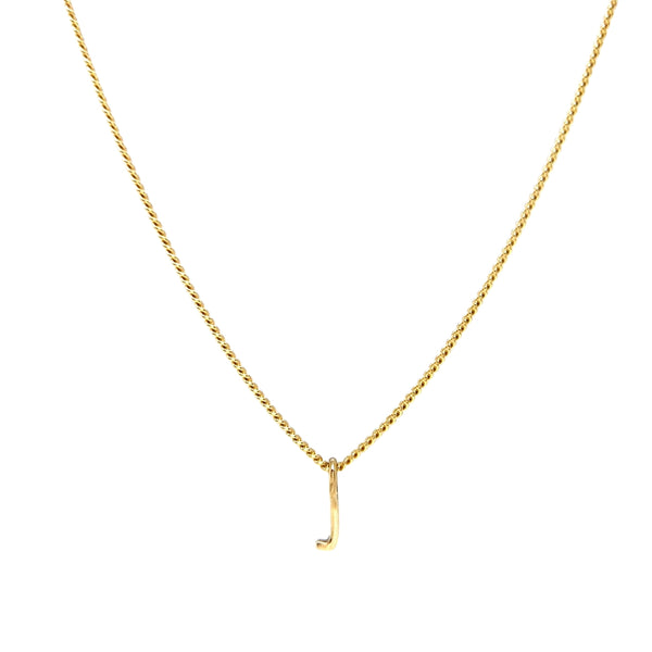 'J' Initial Pendant & Diamond Cut Curb Chain