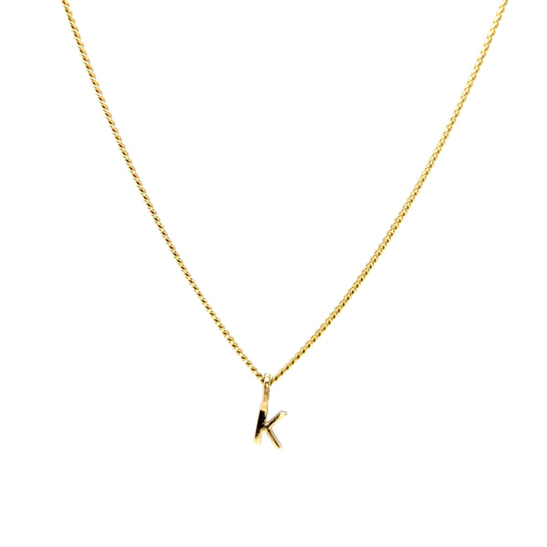 'K' Initial Pendant & Diamond Cut Curb Chain