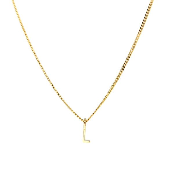 'L' Initial Pendant & Diamond Cut Curb Chain