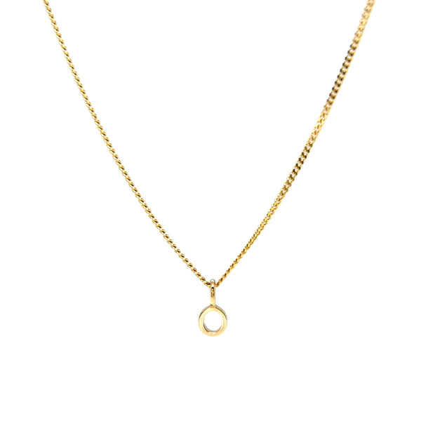 'O' Initial Pendant & Diamond Cut Curb Chain