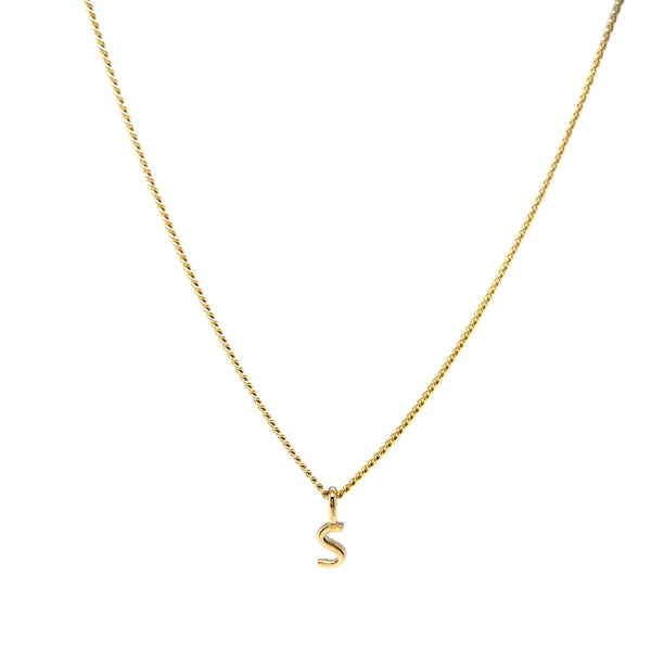 'S' Initial Pendant & Diamond Cut Curb Chain