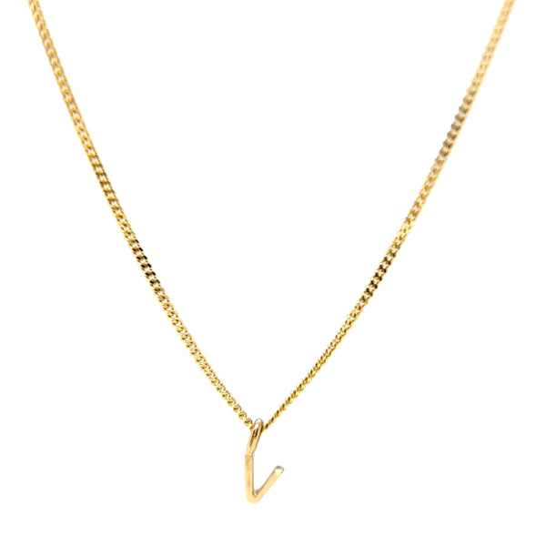 'V' Initial Pendant & Diamond Cut Curb Chain