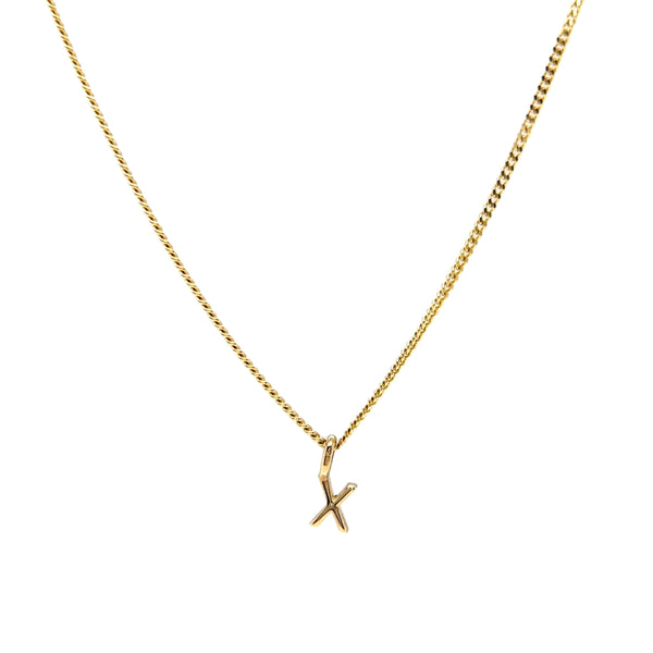 'X' Initial Pendant & Diamond Cut Curb Chain