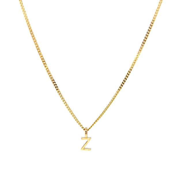 'Z' Initial Pendant & Diamond Cut Curb Chain