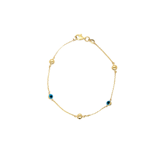9ct Yellow Gold Evil Eye Circle Bracelet