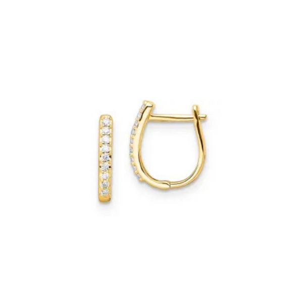 Diamond Bead Set Huggie Earrings