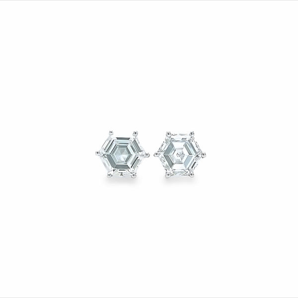 White Gold Lab-Grown Hexagon Diamond Stud Earrings