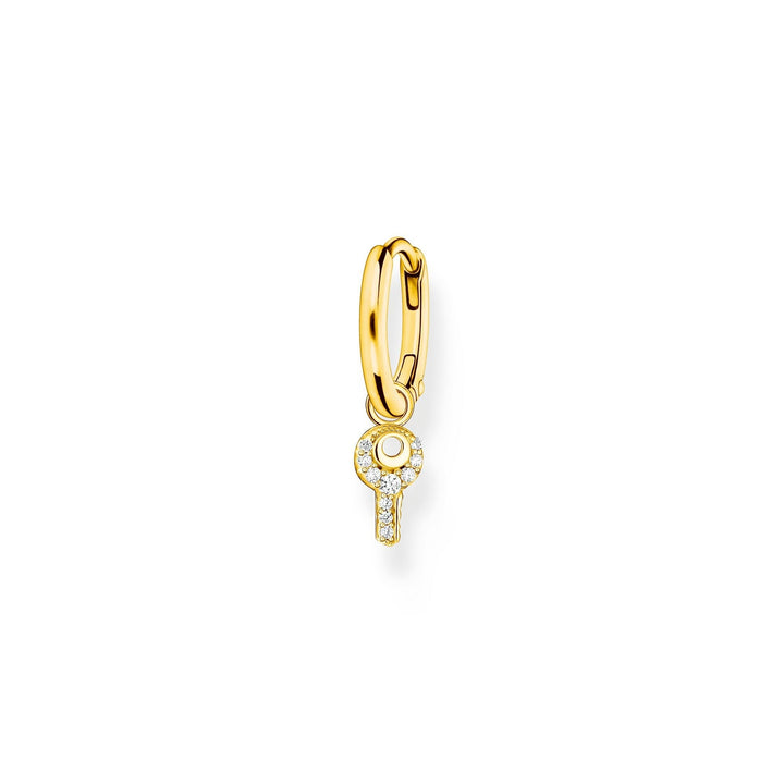 Single hoop earring with kew pendant gold