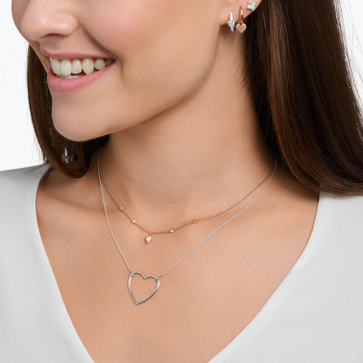 Thomas Sabo Necklace with hearts and white stones rose gold