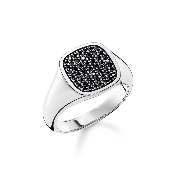 Ring with black stones silver