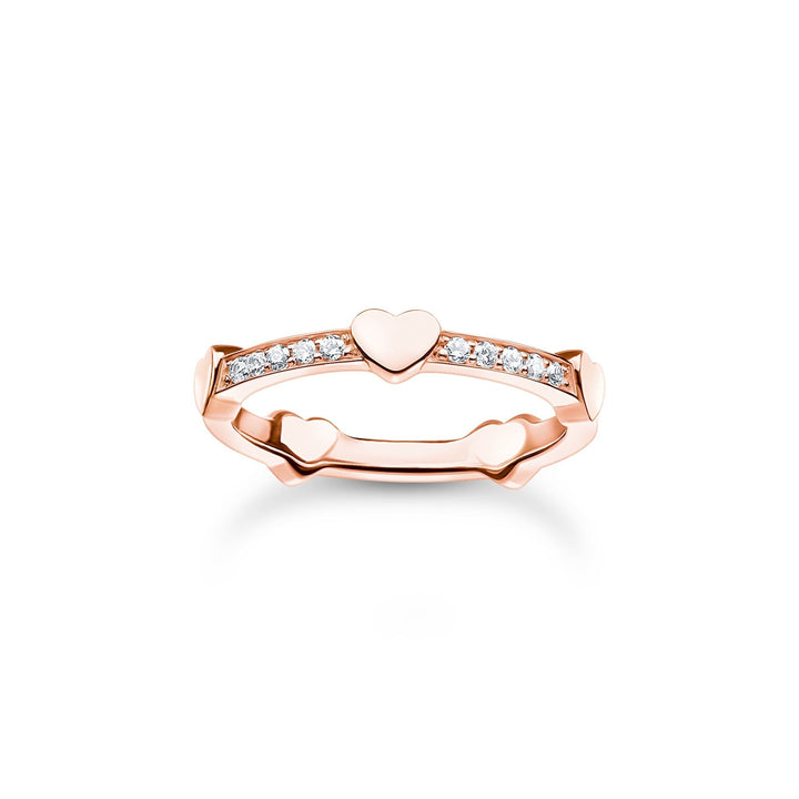 Ring pavé with hearts rose gold